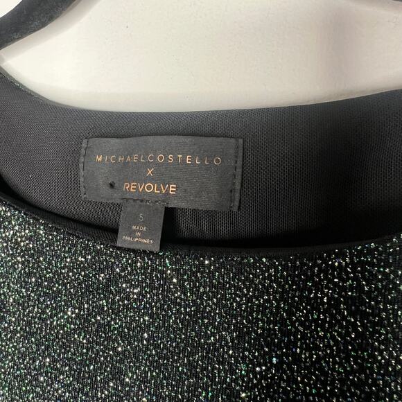 Michael Costello X Revolve Yolanda Green Shimmering Long Sleeve Crop Top Small - Picture 6 of 7